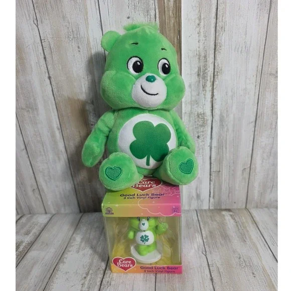10'Care Bears Good Luck Bear Green Plush and 3 Inch Vinyl Figure CultureFly Set - Picture 6 of 8